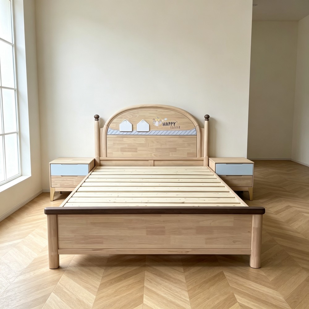 New solid wood children’s bed in a creamy style - C...