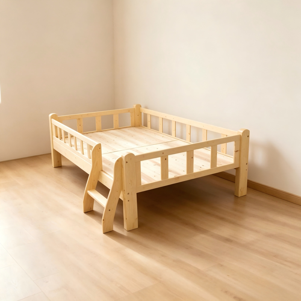 Tempat tidur dari kayu solid