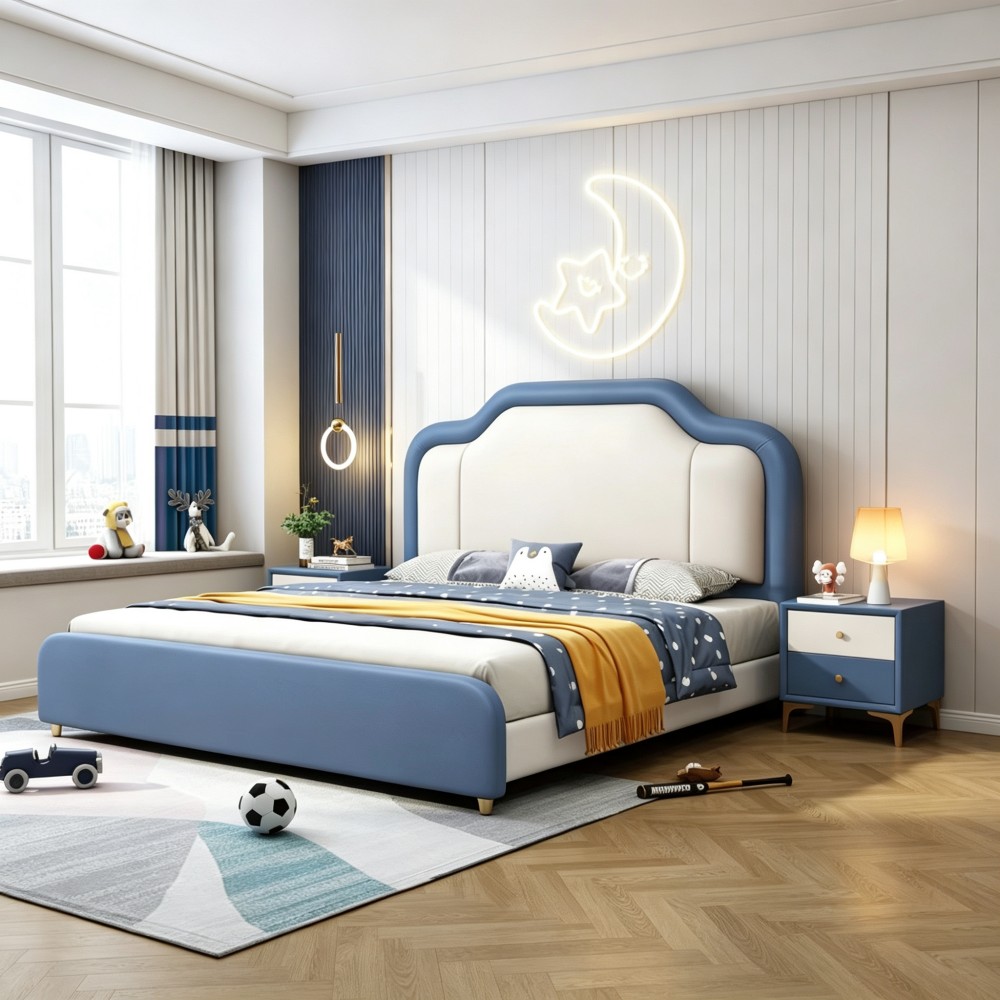 Modern Minimalist Upholstered Bed for Boys and Girls – New Style</trp-post-c...