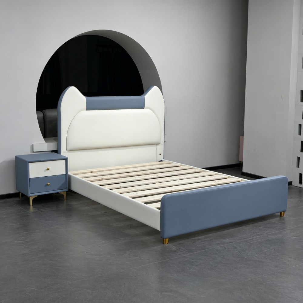 Modern Minimalist Cartoon Bed for Girls – Princess-Style Bed with Cat-Ear Design - Children beds - Kids Furniture Wholes...