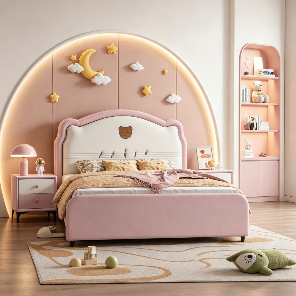Children’s beds for girls’ and boys’ bedrooms—featuring modern minimalist styles, including teddy bear...