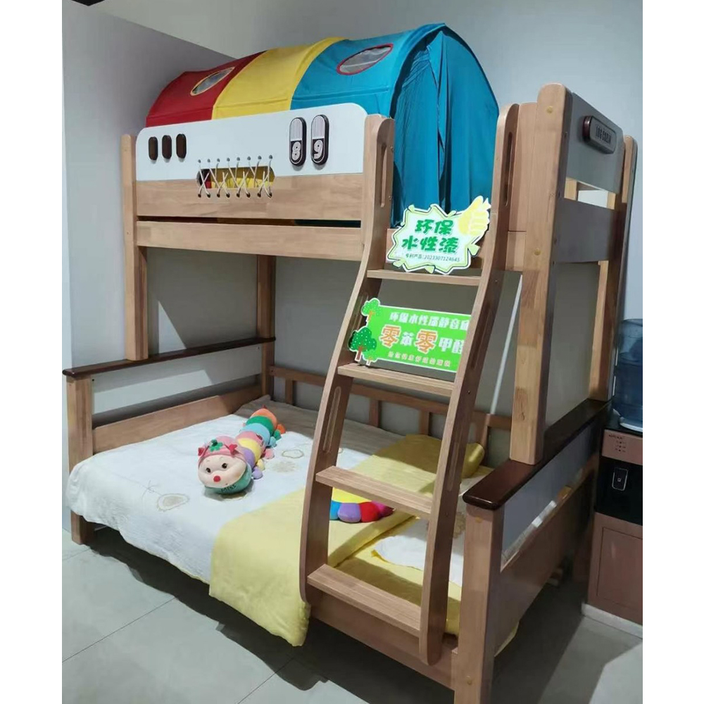 Solid wood bunk bed (family-style/parent-child configuration)</trp-post-contai...