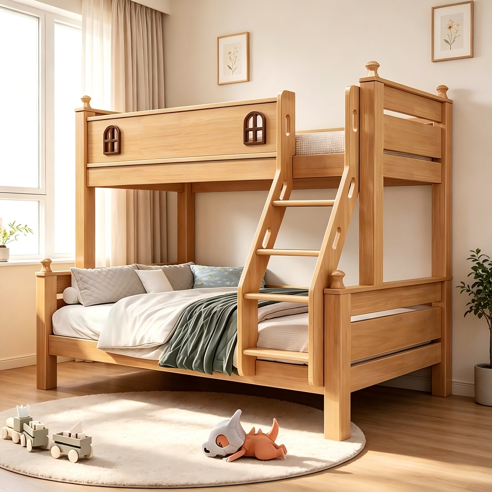 Solid wood bunk bed—ideal for small spaces and siblings.</trp-post-container...
