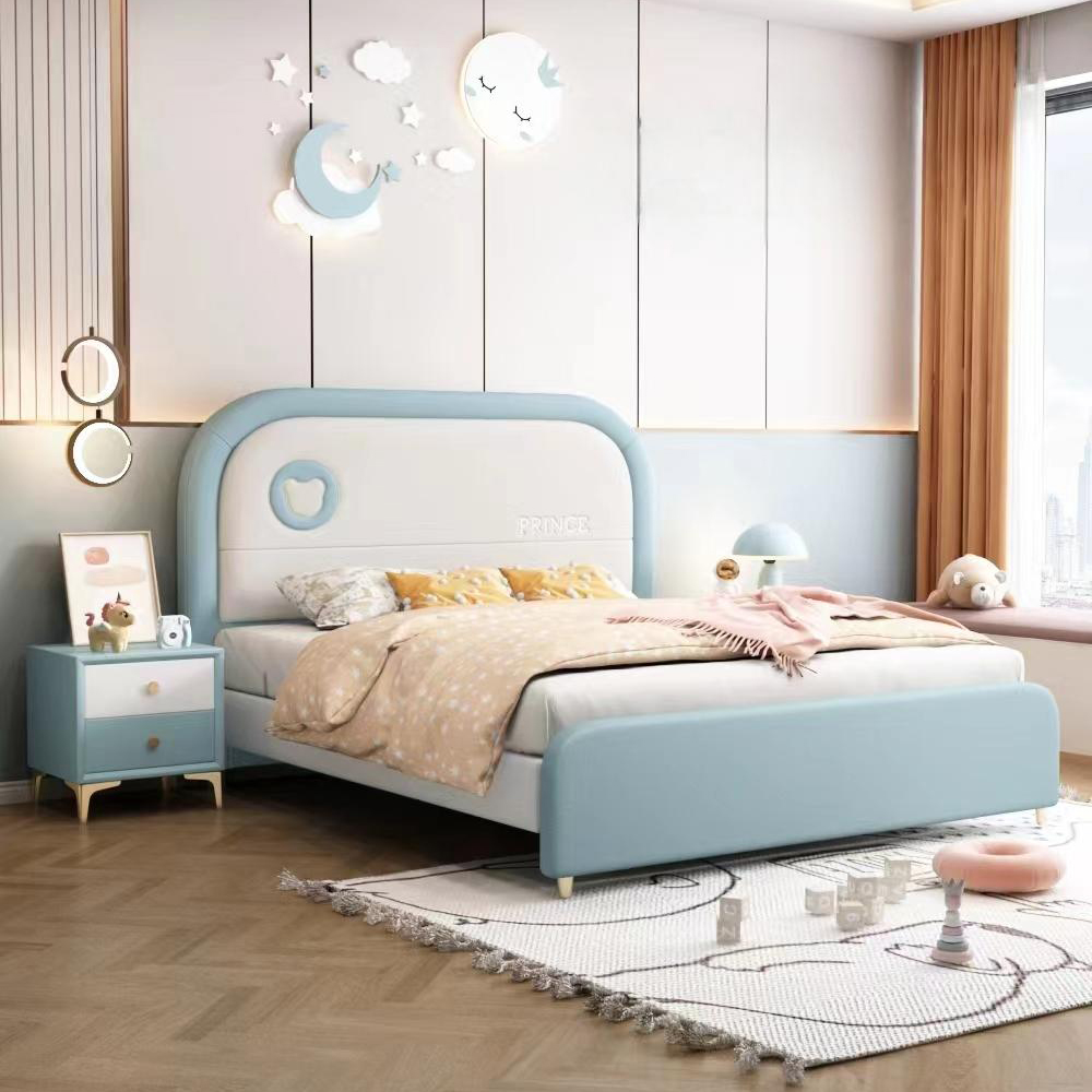 New Model Soft-Upholstered Bed for Children and Teenagers (1.5m Single Bed)</t...