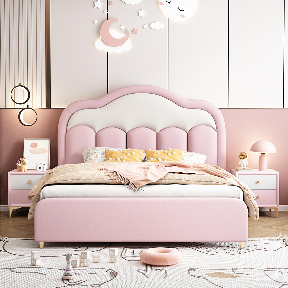 Solid wood children’s bed—modern minimalist style suitable for small b...
