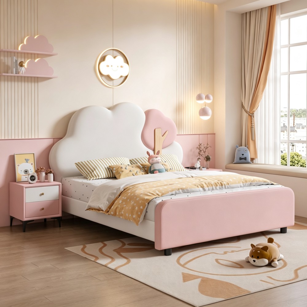 Cartoon Green Cloud Children’s Bed – Modern Minimalist Single Bed (Sui...