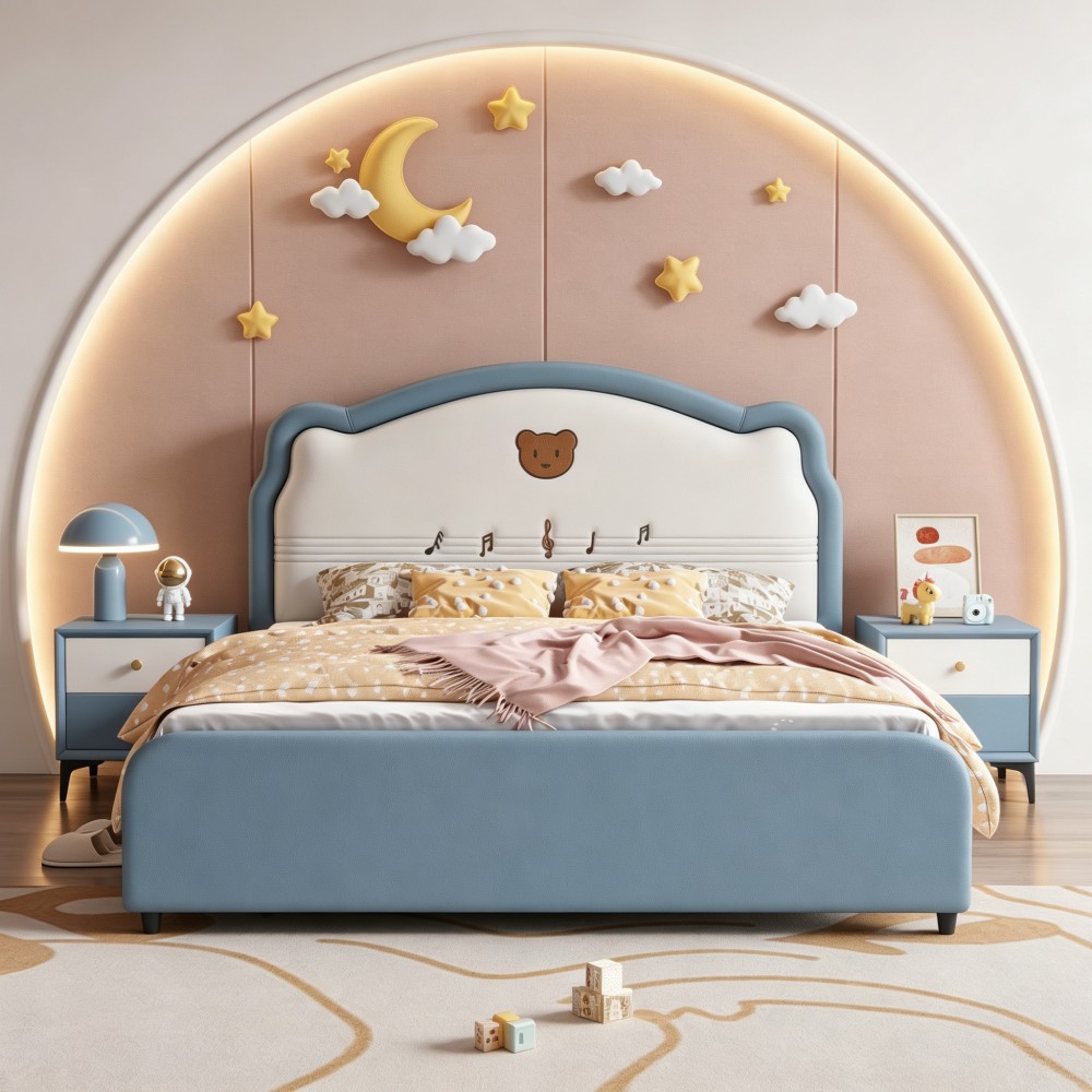 Children’s beds for girls’ and boys’ bedrooms—featuring modern minimalist styles, including teddy bear...