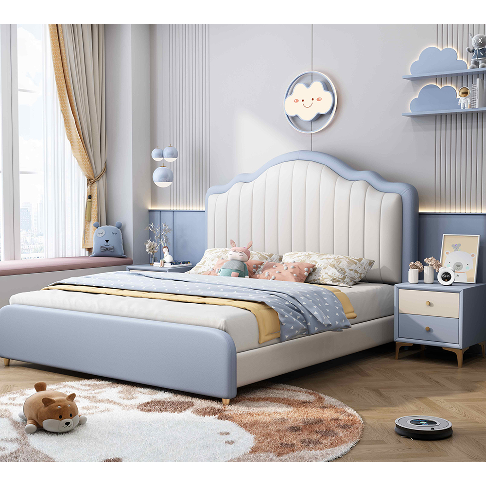 Modern Minimalist Leather Beds for Children: 1.5m Princess Bed for Girls; 1.35...