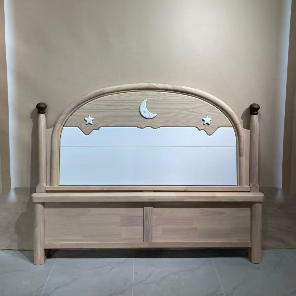 Cream-style 1.5m solid wood children’s bed – princess-style bed for a ...