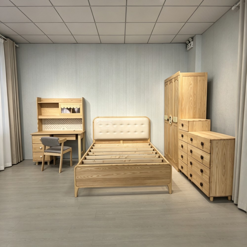 Solid Wood Princess-Style Single Bed for Girls (1.2m) - C...