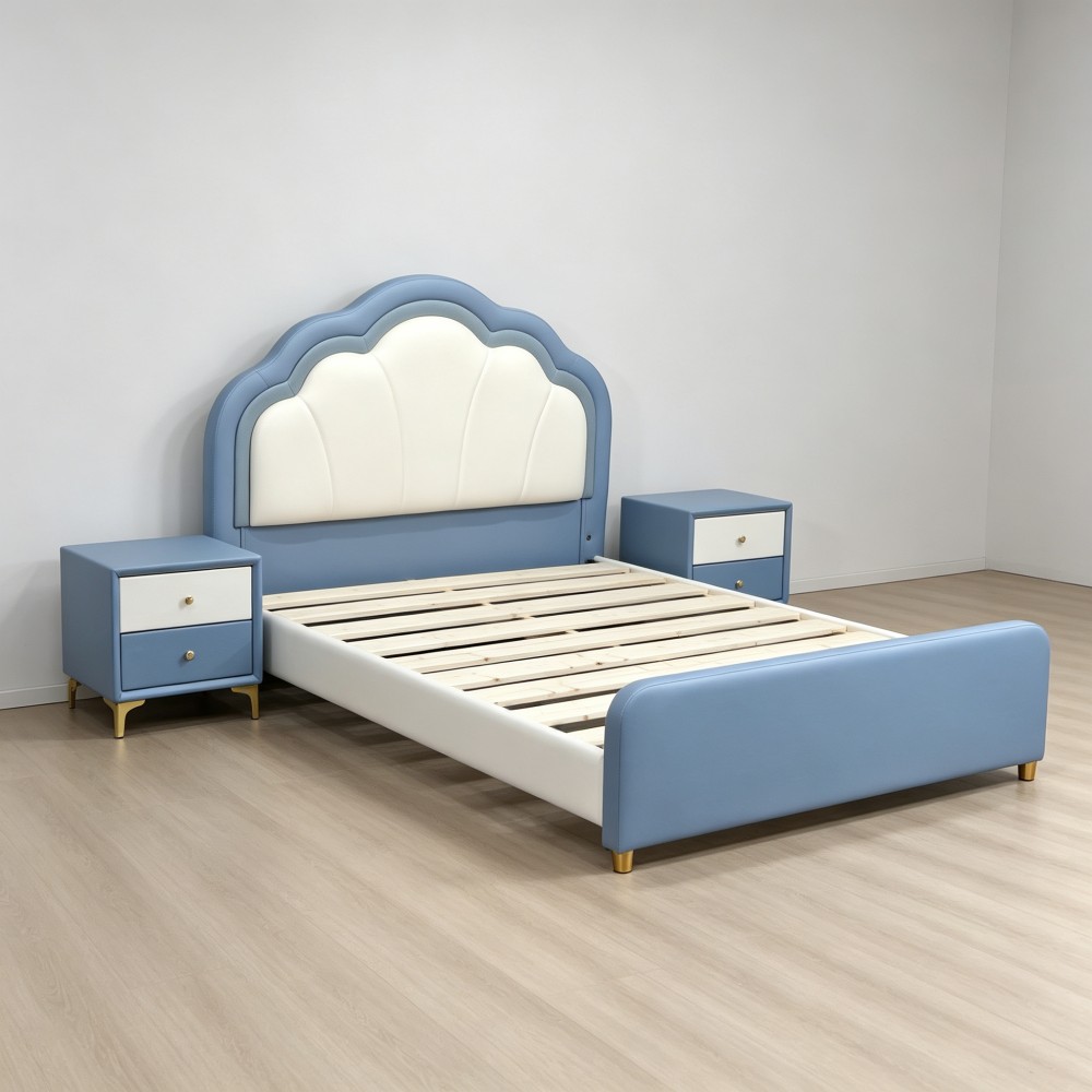 Crown-style children’s bed—American-style single bed for boys (suitable for students and young princes) - Children...