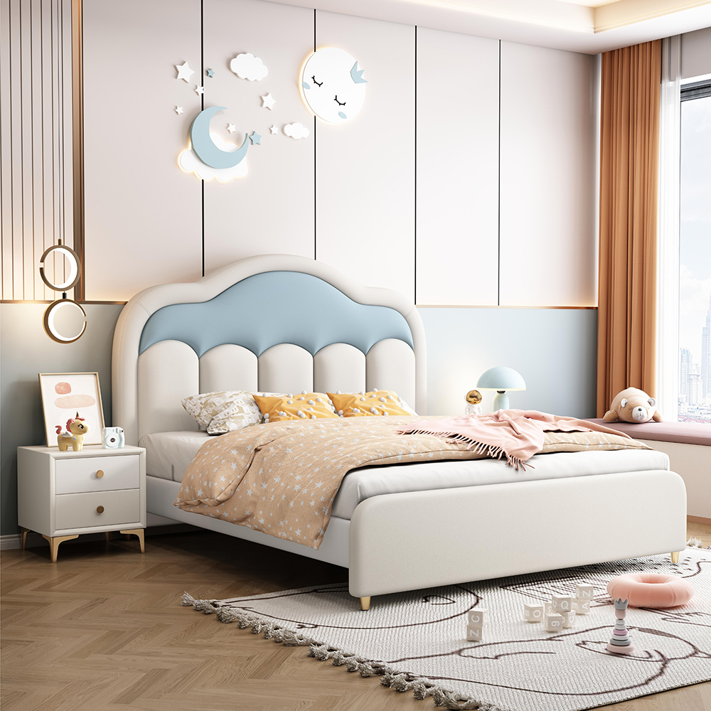 Solid wood children’s bed—modern minimalist style suitable for small b...
