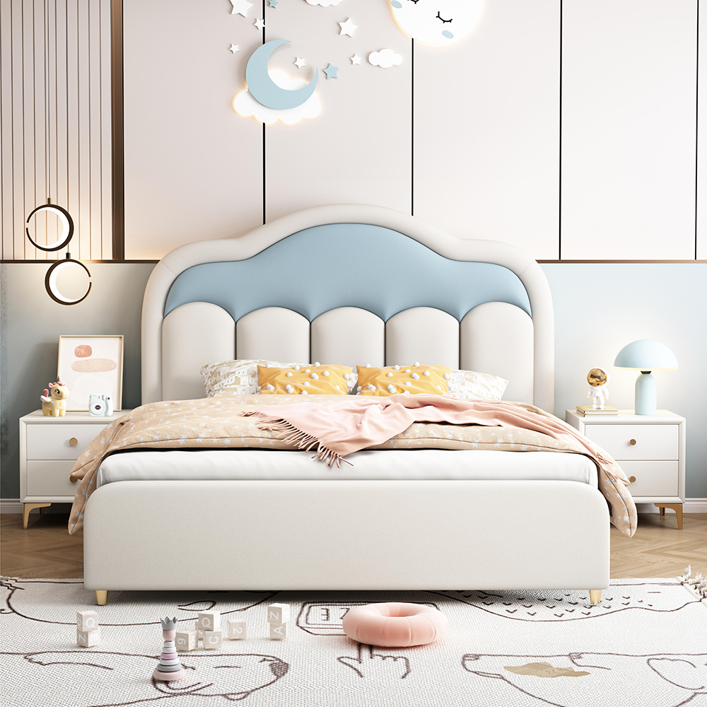 Solid wood children’s bed—modern minimalist style suitable for small b...
