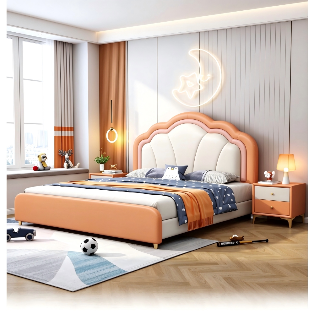 Crown-style children’s bed—American-style single bed for boys (suitable for students and young princes) - Children...