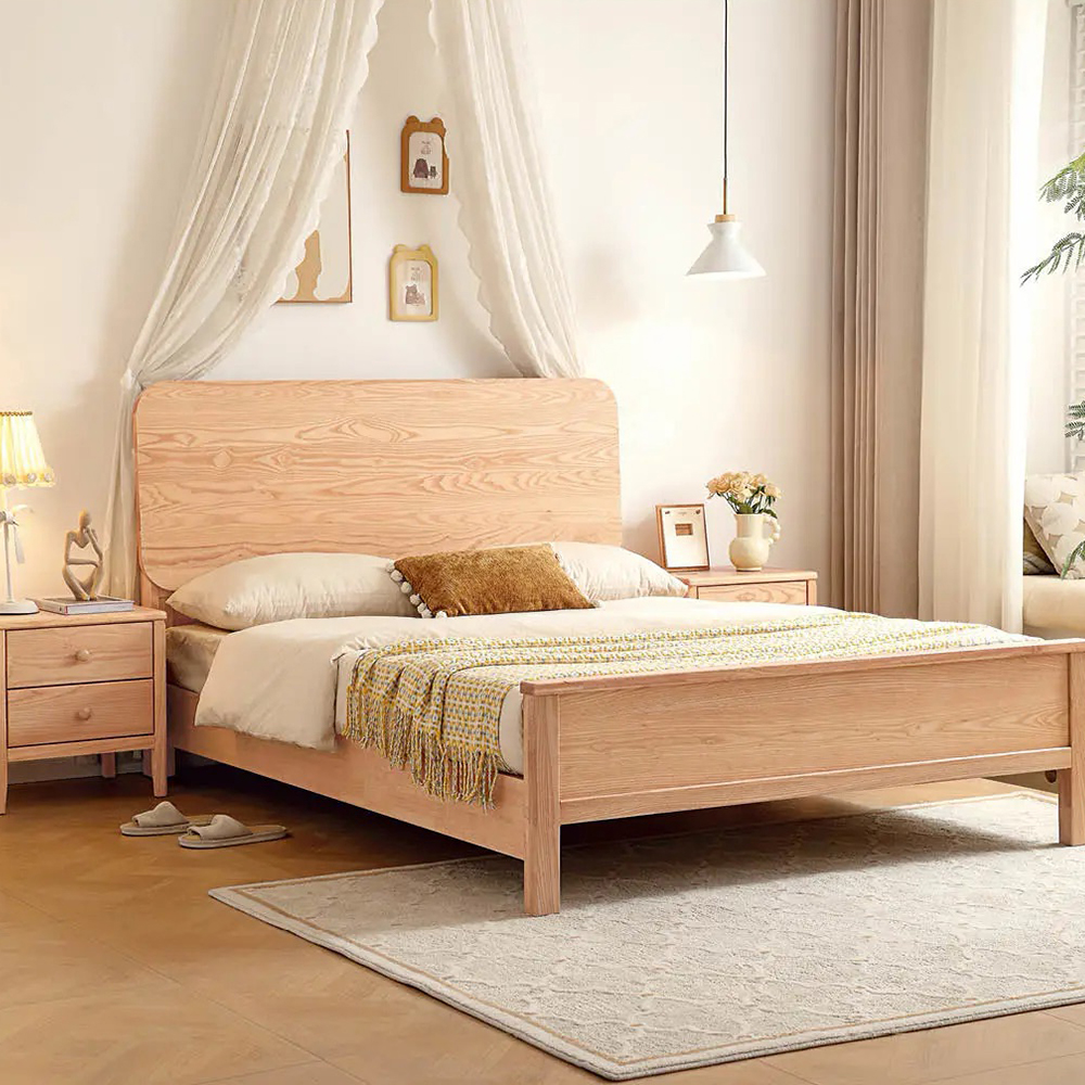 Solid wood bed