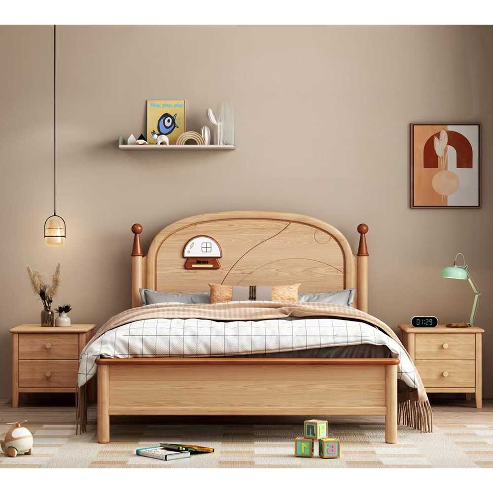 Solid wood bed