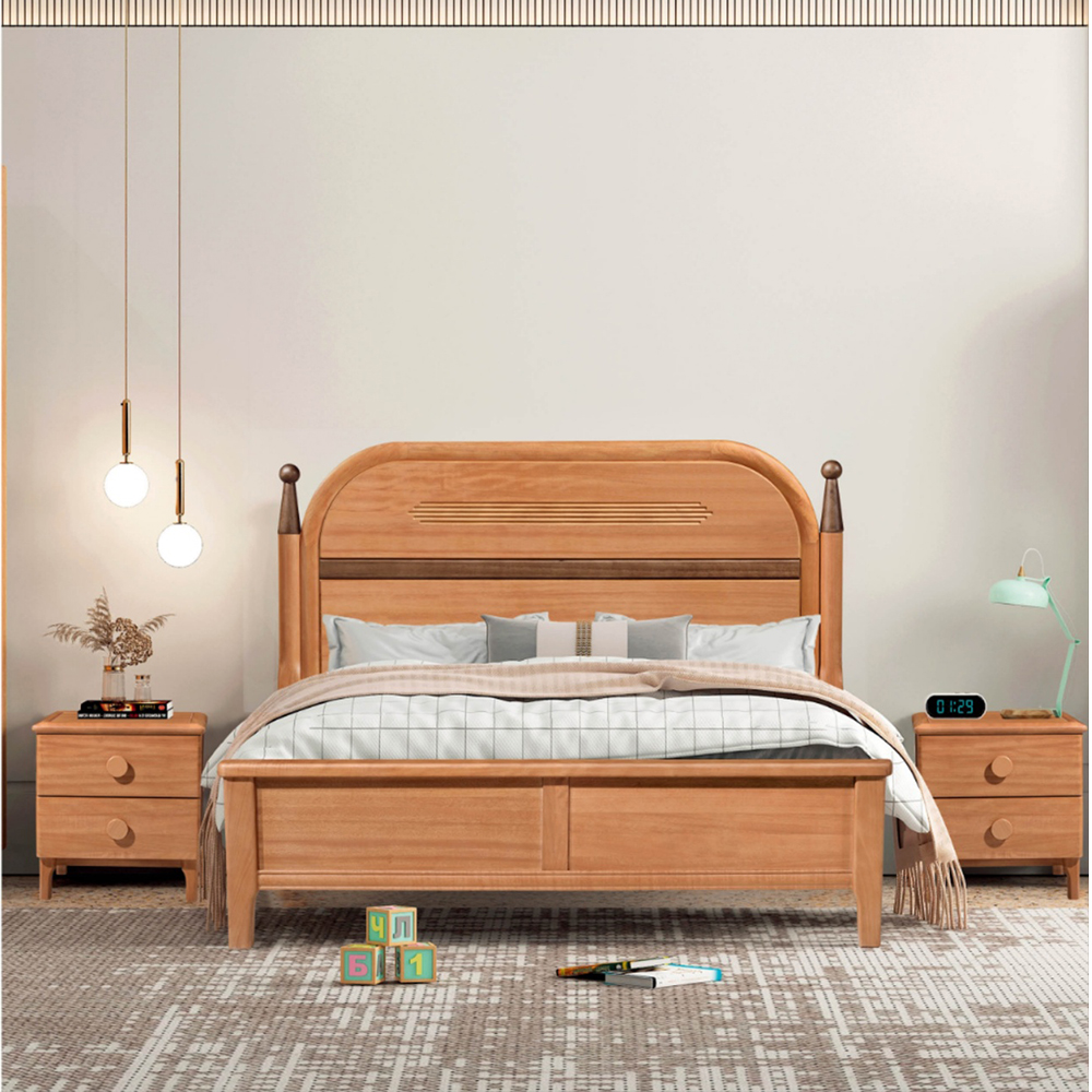 Solid wood bed
