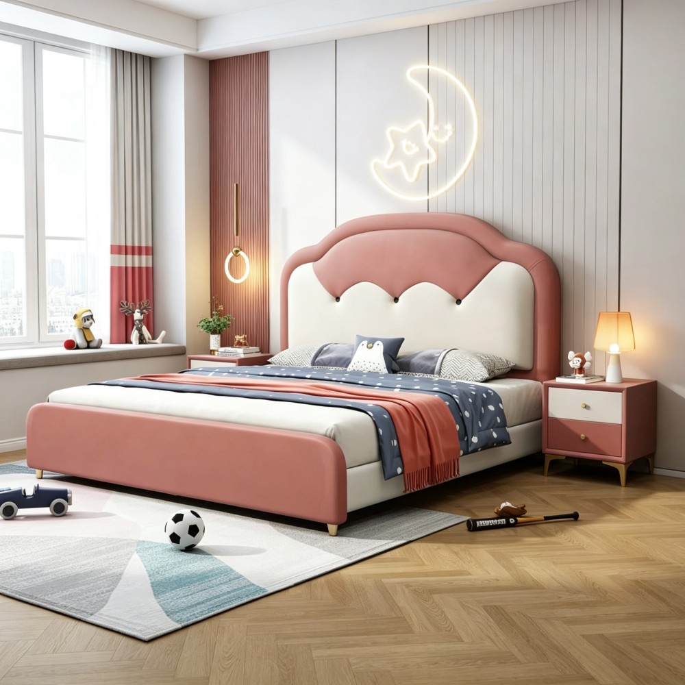 Upholstered children’s bed for boys and girls (1.2m / 1.35m single bed)<...