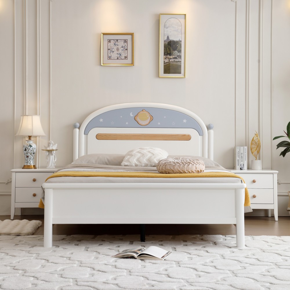 Modern Minimalist Solid Wood Bed for Teens and Children – 1.5m Single Bed in...
