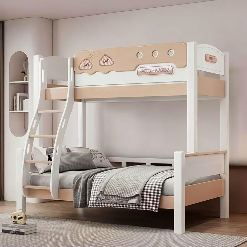 Solid wood bunk bed for children—ideal for compact homes.</trp-post-containe...