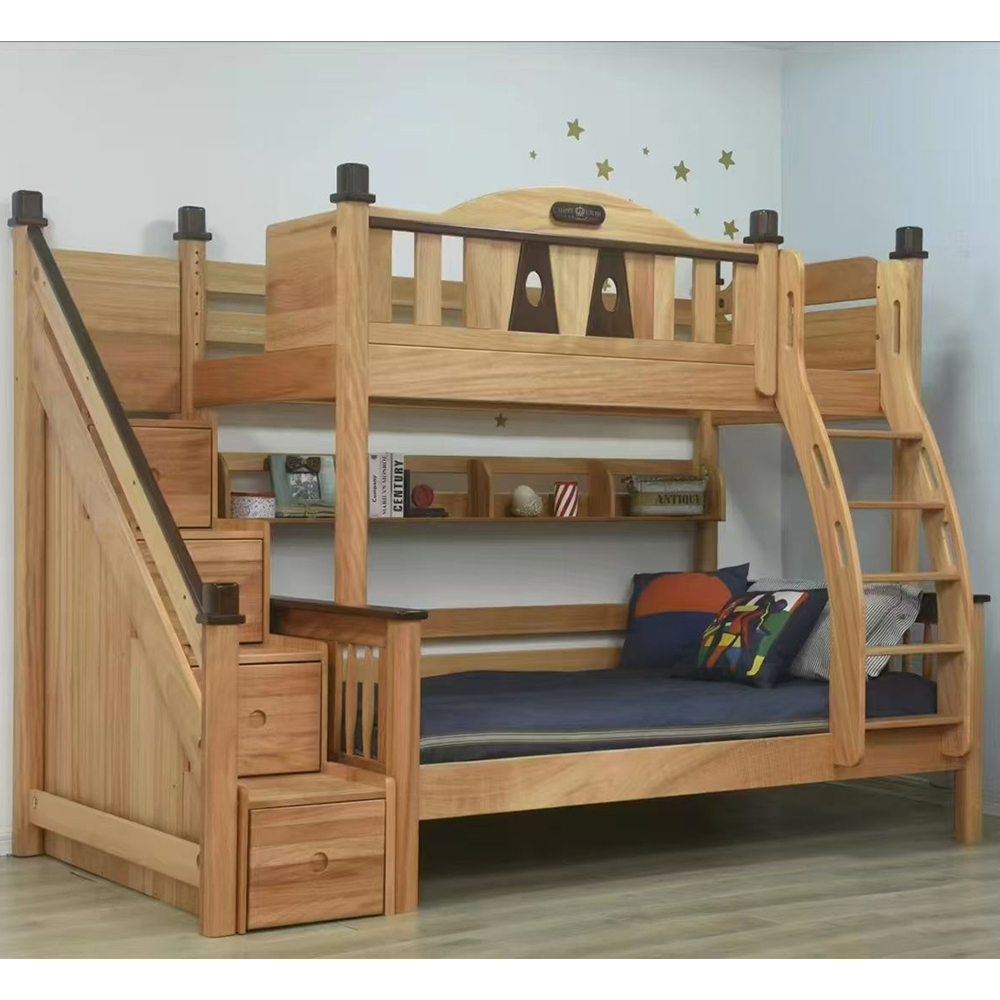 Solid Wood Children’s Bunk Bed (Red Sandalwood / High-Low / Parent-Child...