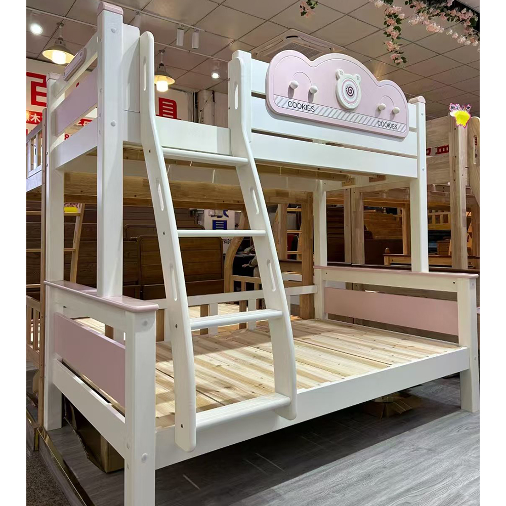 Solid Wood Bunk Bed for Children – Family-Style Bunk Bed for Home Bedrooms</...