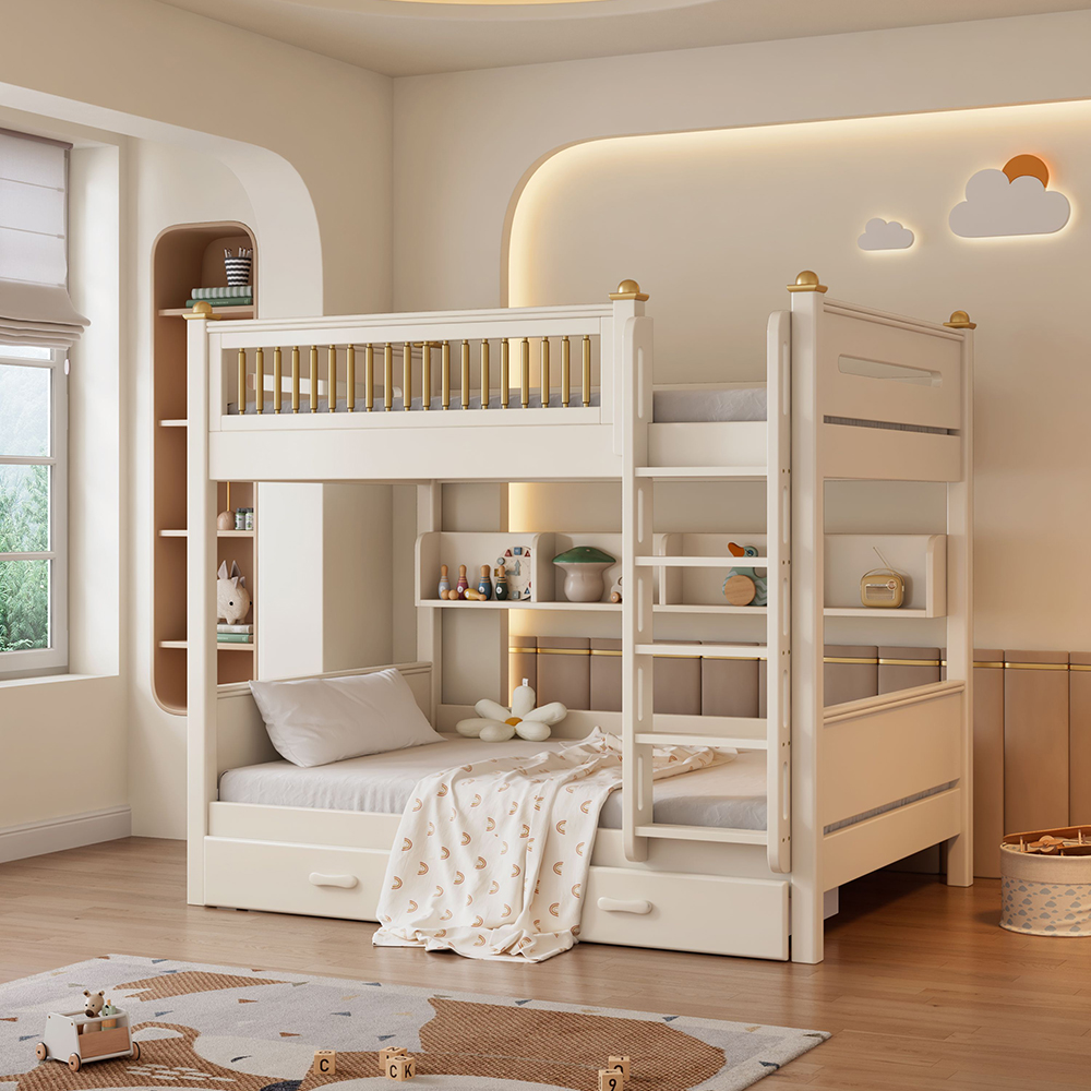Children’s Solid Wood Bunk Bed with Storage Base (Uniform Width)</trp-po...