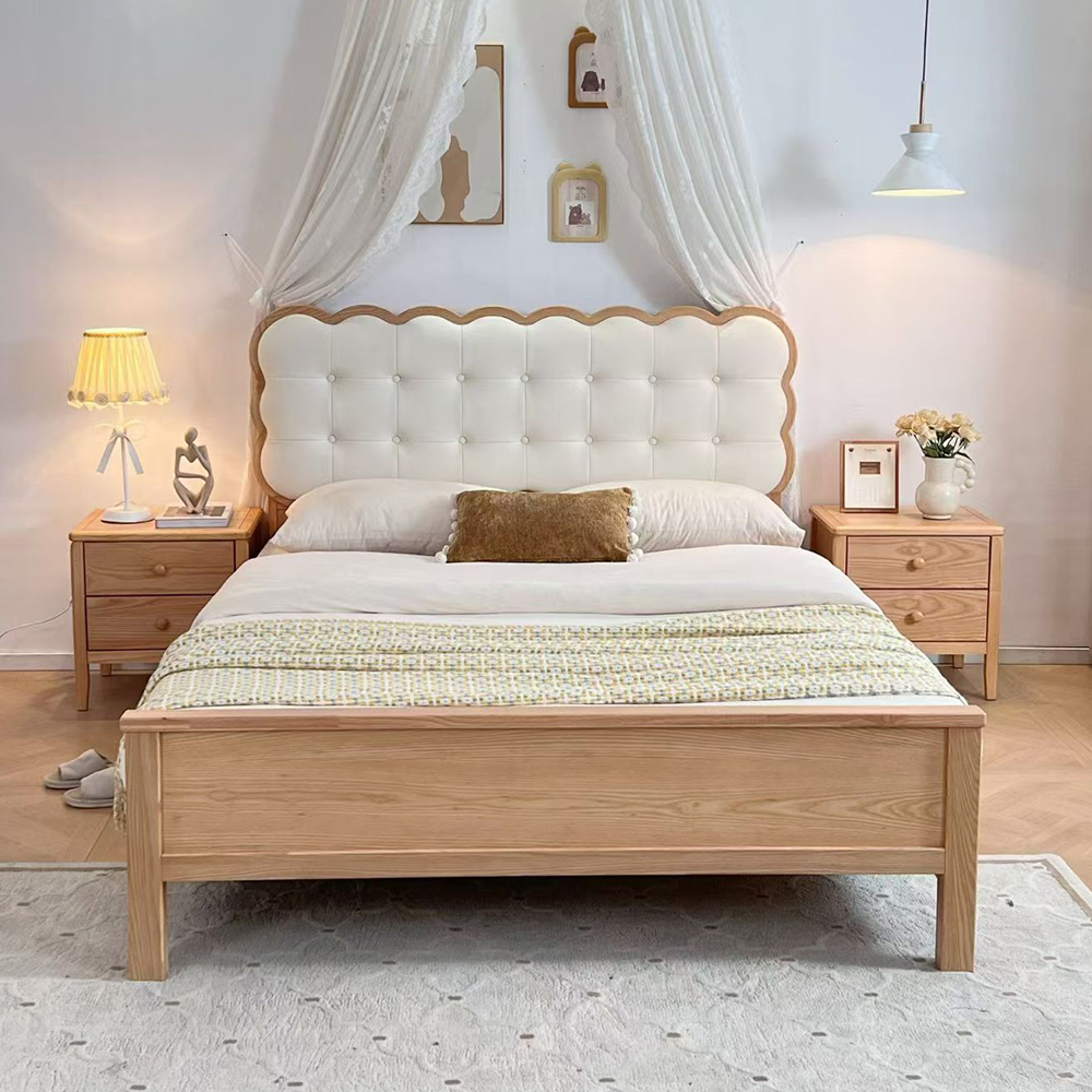 Solid Wood Children’s Bed (Oak with Upholstered Headboard) – Available...