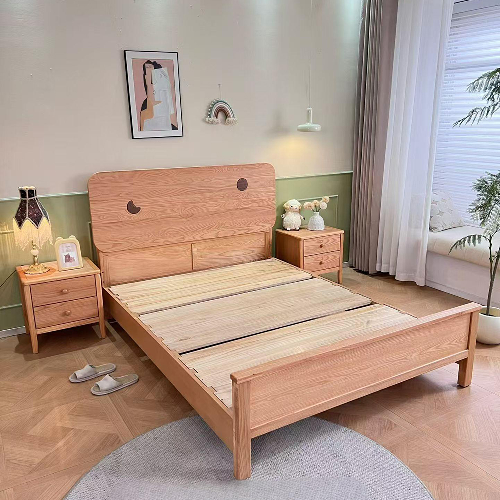 Solid Wood Children’s Bed – 1.2m Oak Single Bed – Cartoon-Style Bed ...