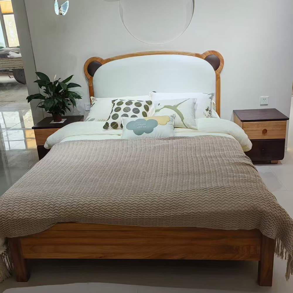Solid Wood Bear-Themed Single Bed for Boys (1.35m) – New Playful Design for ...