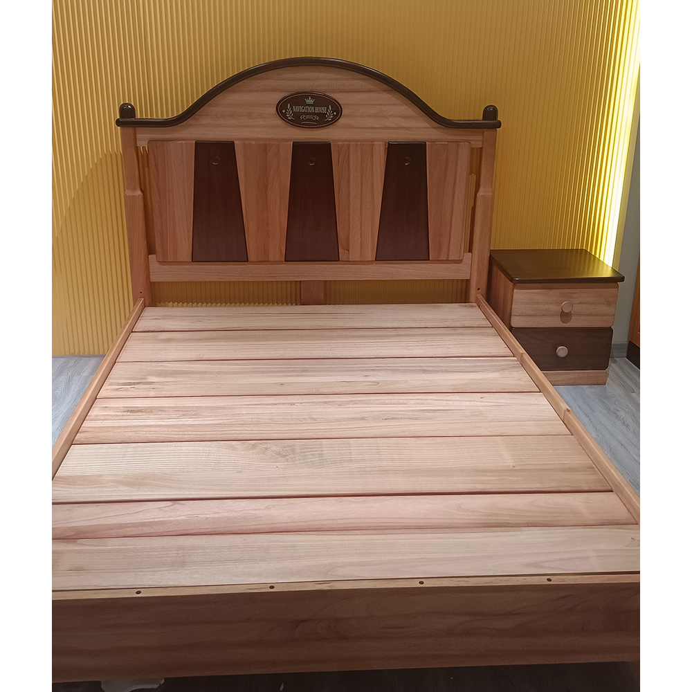 Modern Minimalist Solid Wood Bed (Red Sandalwood) – Available in 1.2m (Singl...