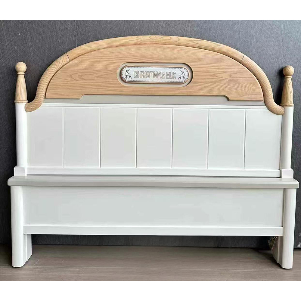 Modern Minimalist Solid Ash Wood Single Bed for Children – Features Thickene...