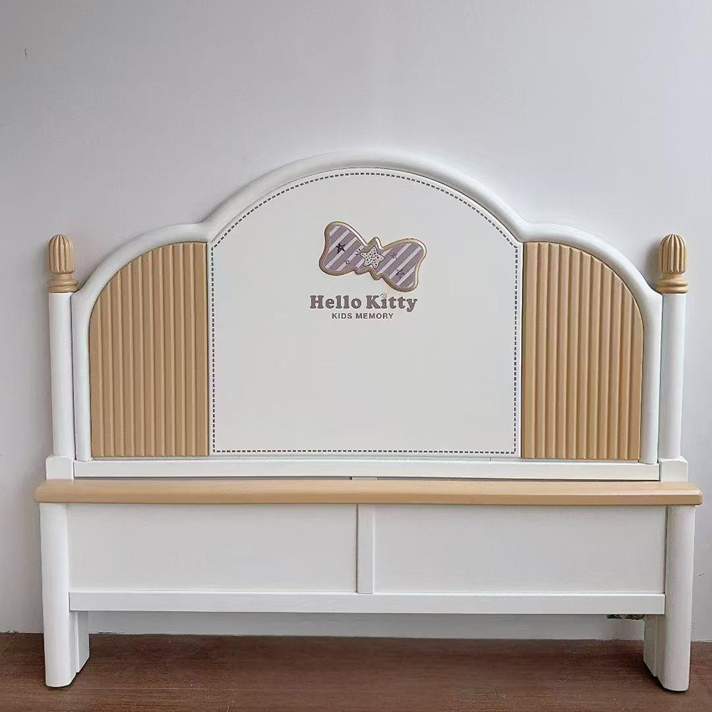 White solid wood bed for children/girls, 1.2m single bed, cartoon-style bed for small bedrooms, suitable for kids’ r...