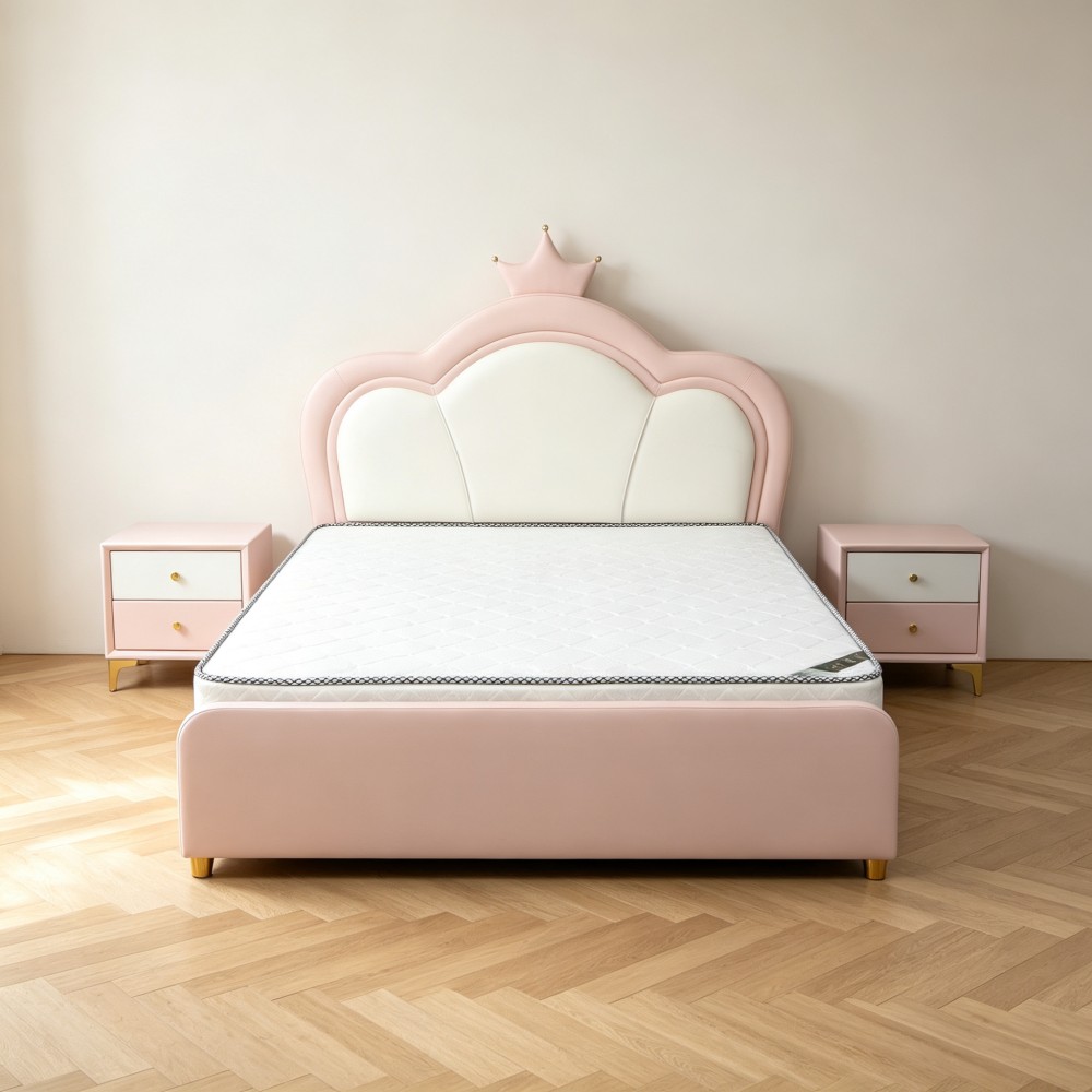 Crown-style children’s bed—suitable for girls’ princess-themed r...