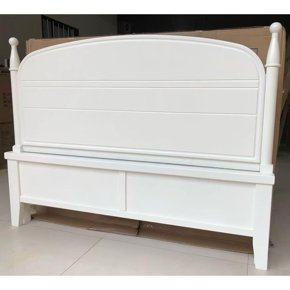 Modern Minimalist Solid Wood Double Bed – White, 1.5m (Home/Bedroom)</trp-po...