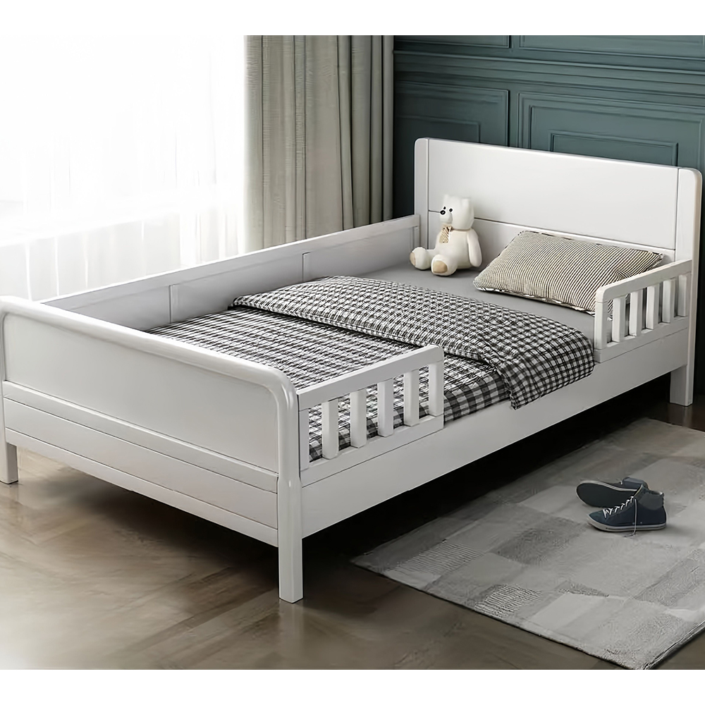 Solid Wood Children’s Bed with Guardrail – Extendable/Attachable Bed (1.2m...