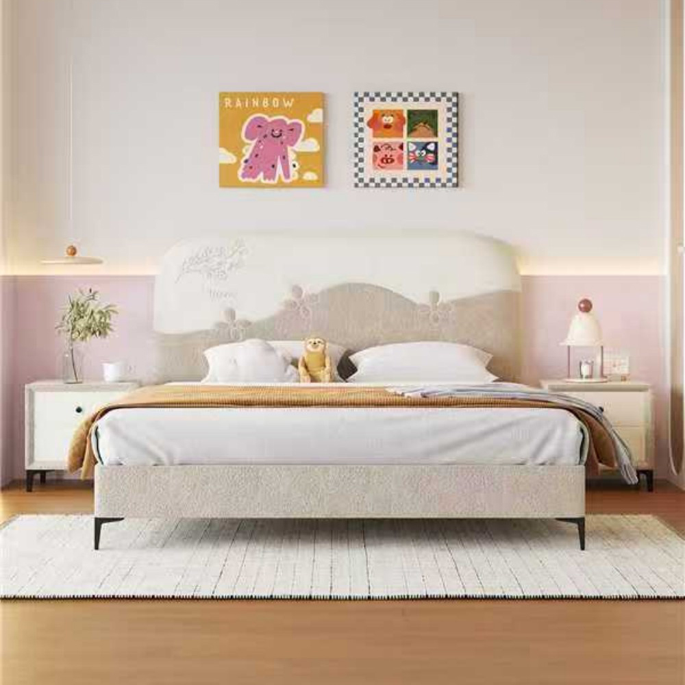 Princess-style bed for girls, designed for small bedrooms—1.5-meter single b...