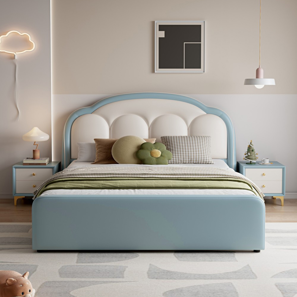 Modern minimalist children’s bed (1.5m) for boys and girls—a single be...