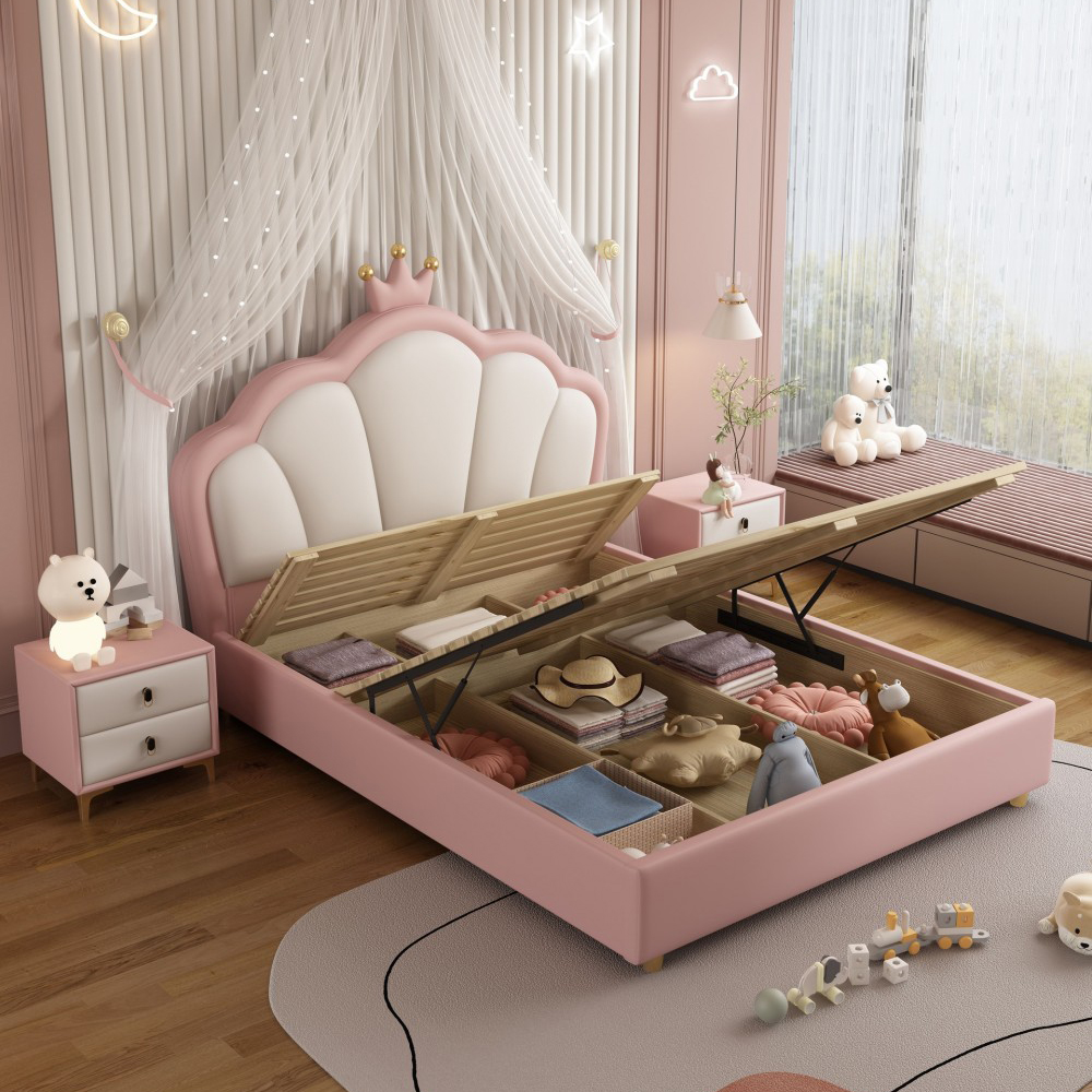 Modern Minimalist Princess-Style Bed for Girls – 1.2m Solid Wood Upholstered...