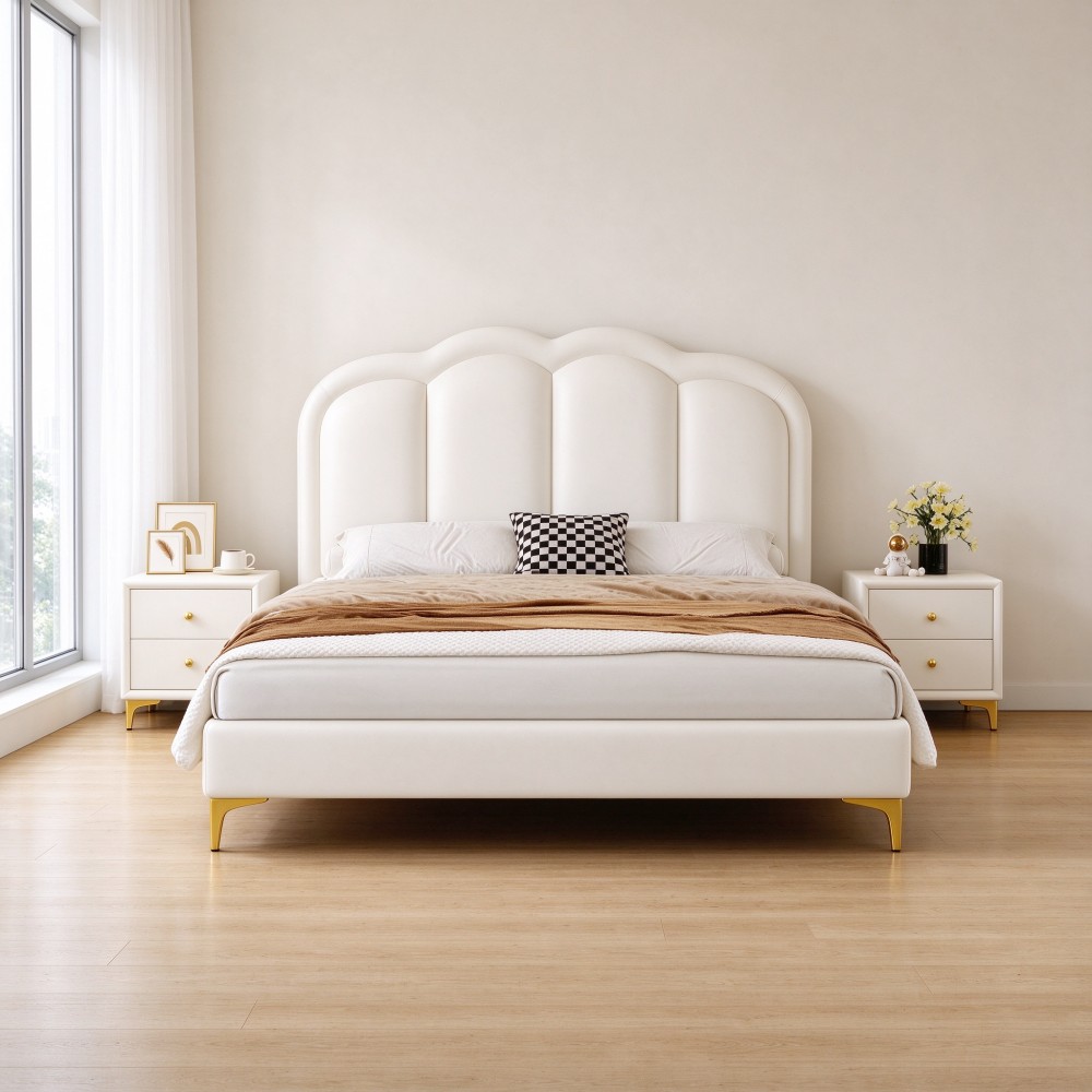 Modern Minimalist 1.2m Upholstered Single Bed for Boys and Girls – Princess-...