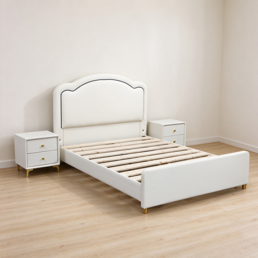 Cream-style princess bed for girls’ bedrooms—modern, compact, and feat...