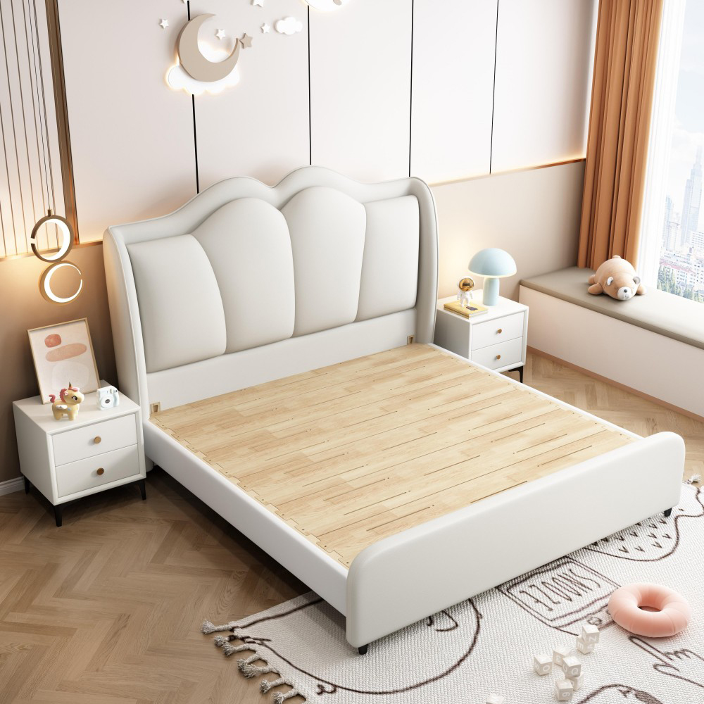 Cream-style petal-design children’s bed: a modern, minimalist, and sophi...