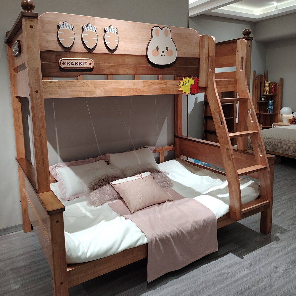 Solid wood bunk bed—separable into two separate beds; suitable for small spaces, dormitories, or parent-child shared roo...