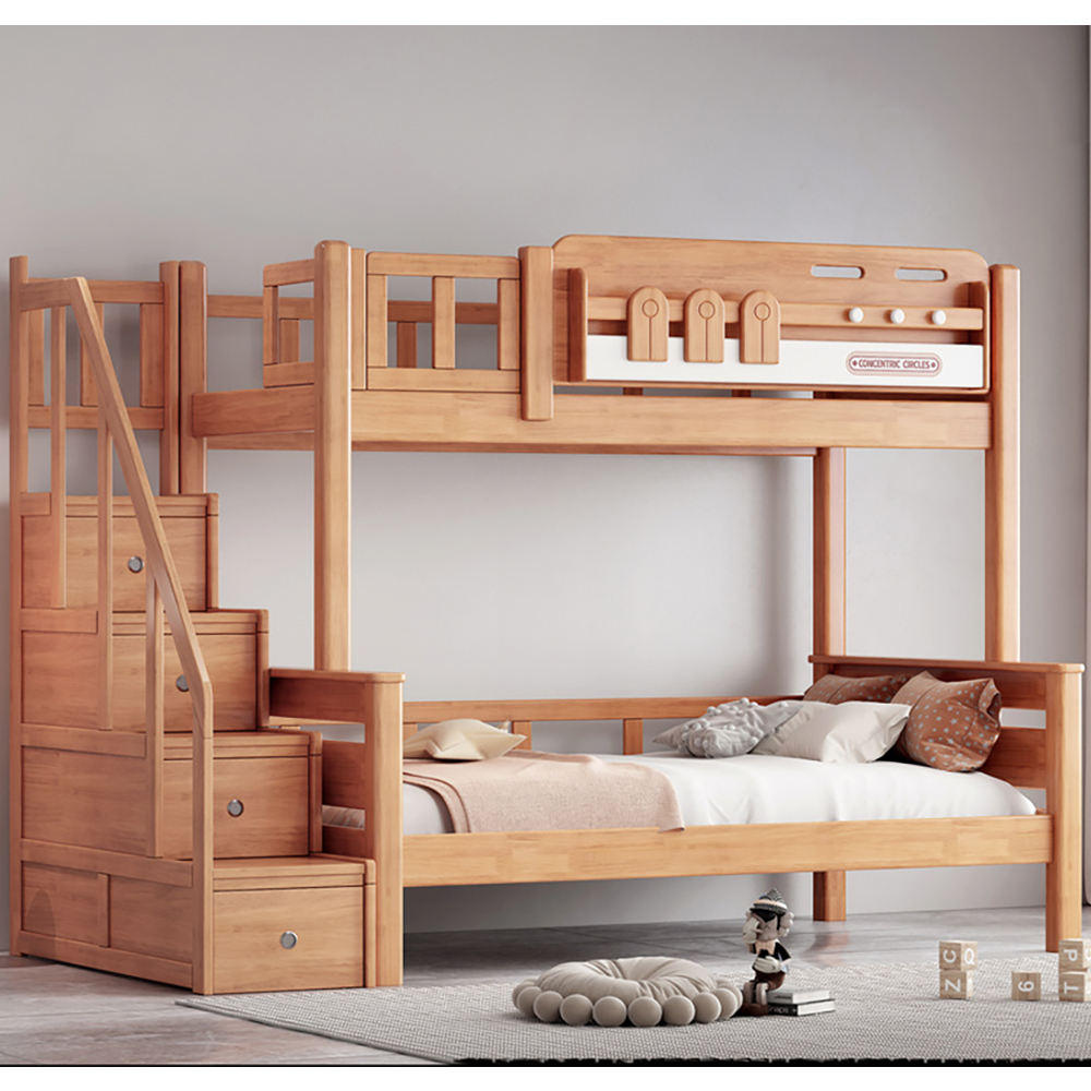 Minimalist Solid Oak Bunk Bed for Children - Bunk bed - h...
