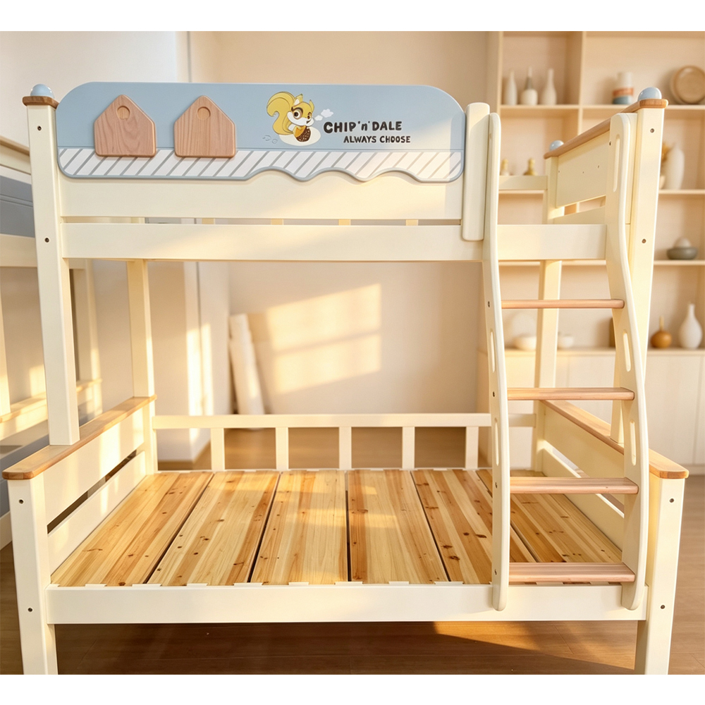 Minimalist Solid Oak Bunk Bed for Children - Bunk bed - K...