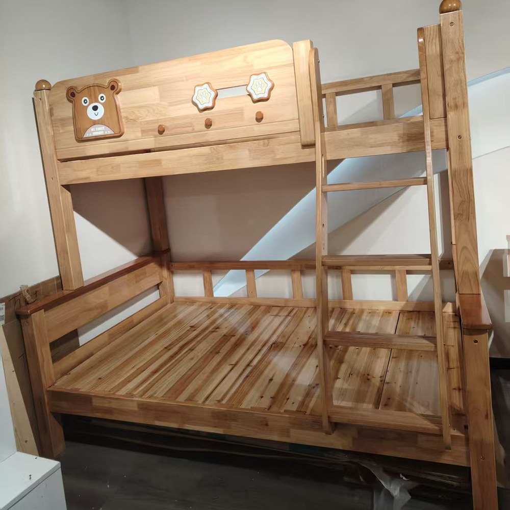 Solid wood bunk bed—eco-friendly, multifunctional, and space-saving—featur...