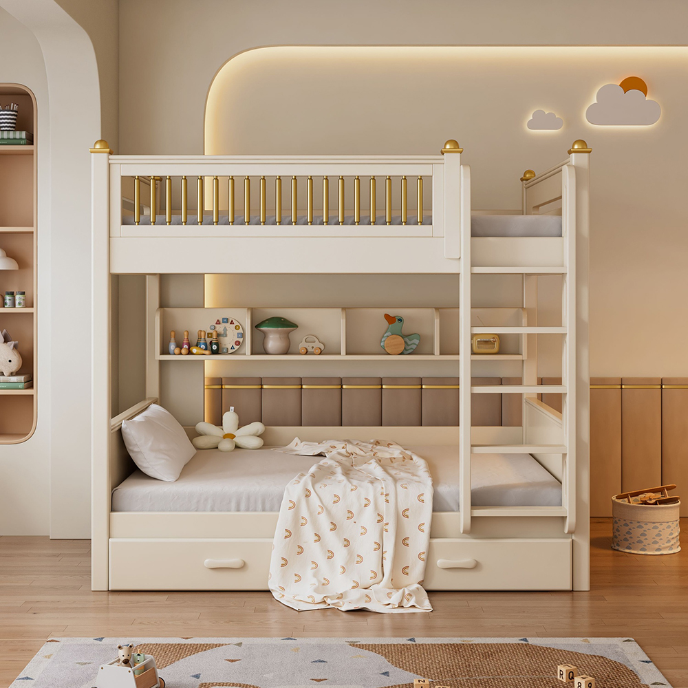 Children’s Solid Wood Bunk Bed with Storage Base (Uniform Width)</trp-po...