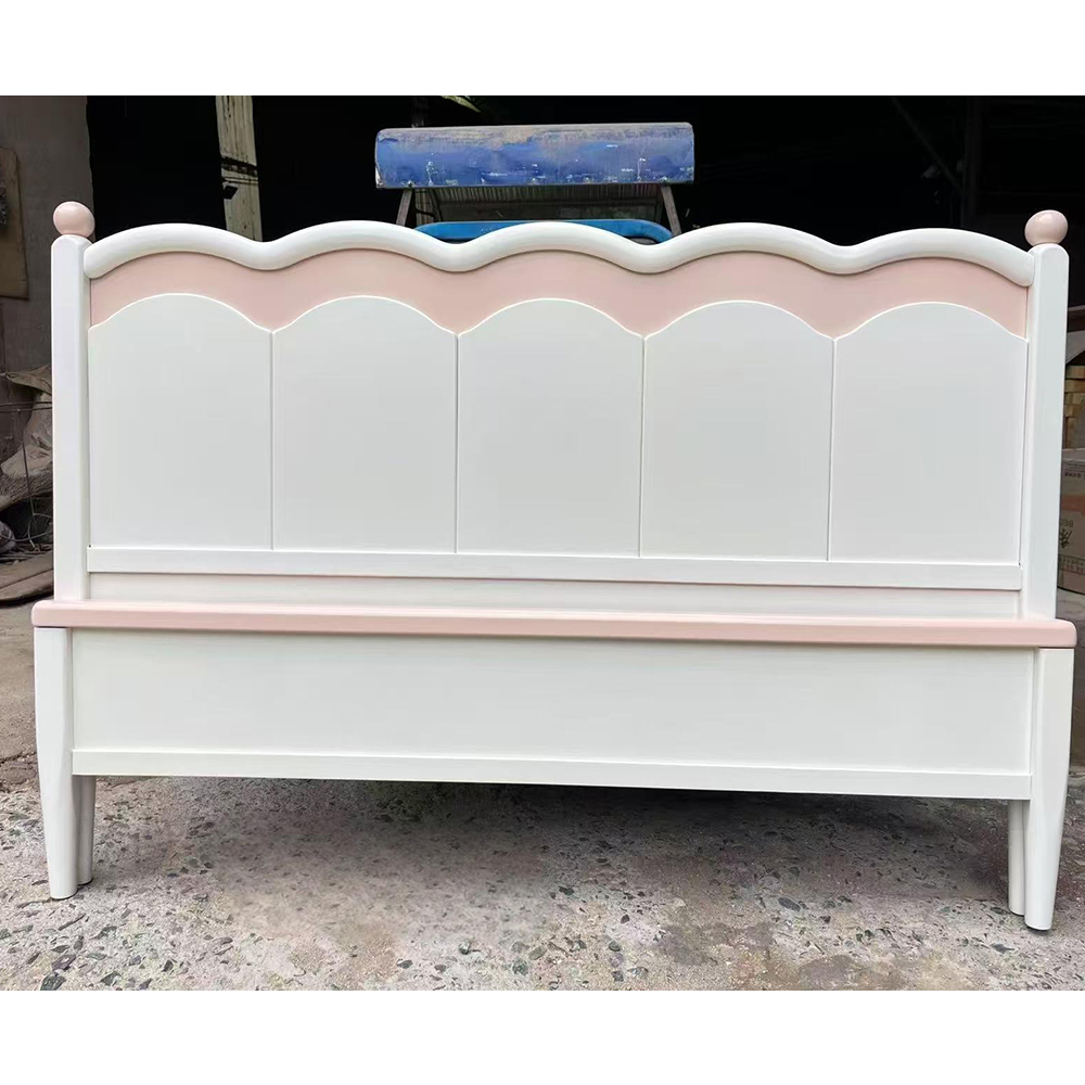 Solid Wood Children’s Bed (Cream Style) – Available in 1.2m, 1.35m, and 1.5m Sizes; Options for Boys (Single Bed) ...
