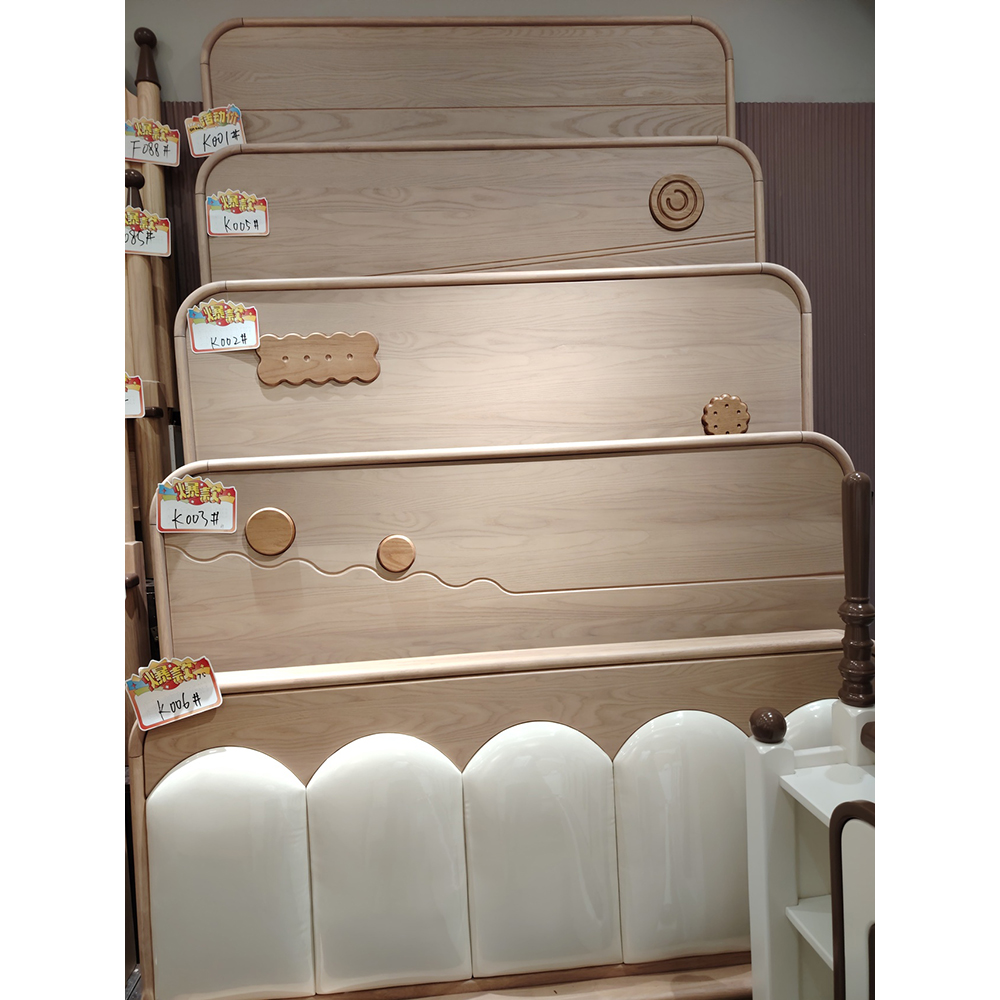 Solid wood bed for children—available in 1.2m or 1.5m sizes—featuring a minimalist, natural wood design; ideal for sma...