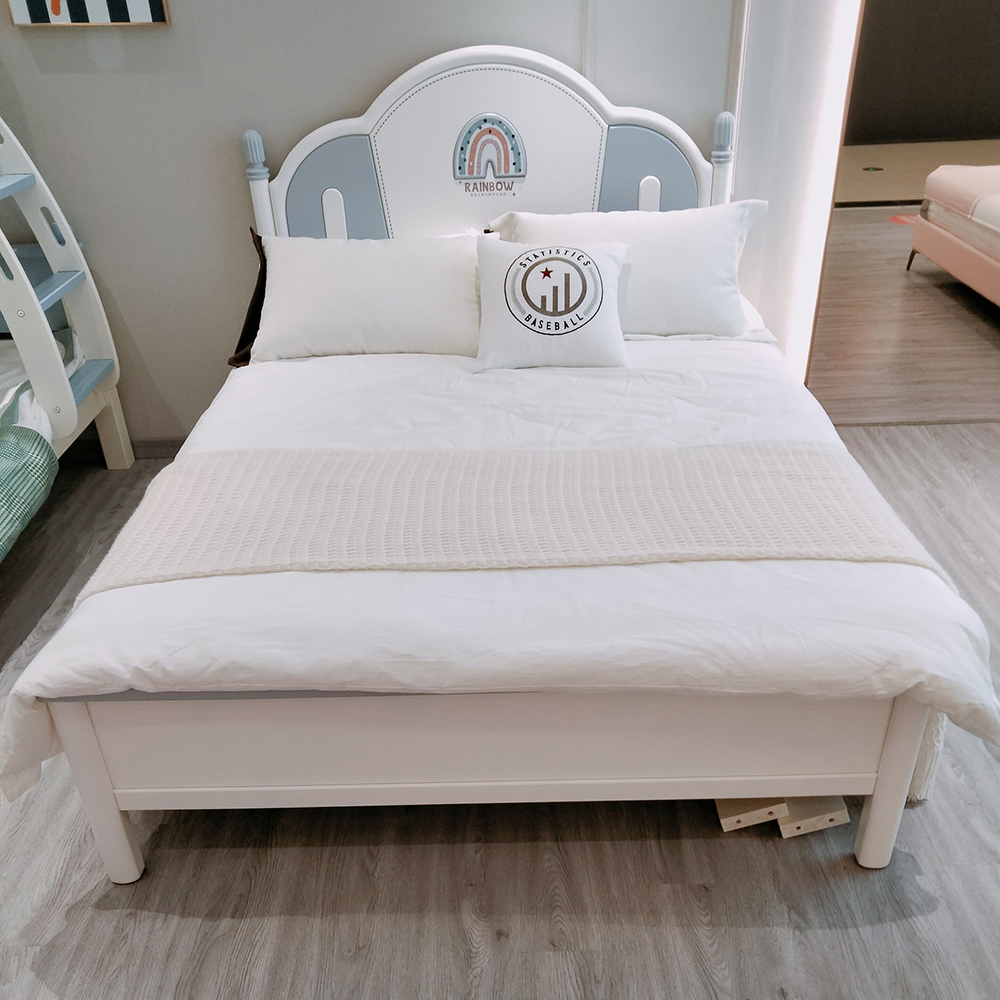 Cream-Style Solid Wood Children’s Bed – Princess-Style Bed for Boys and Gi...